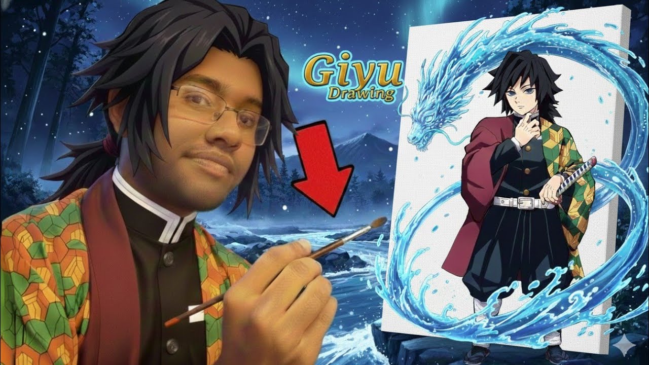 How to draw GIYU with colours 🔥 | step by step LIVE DRAWING
