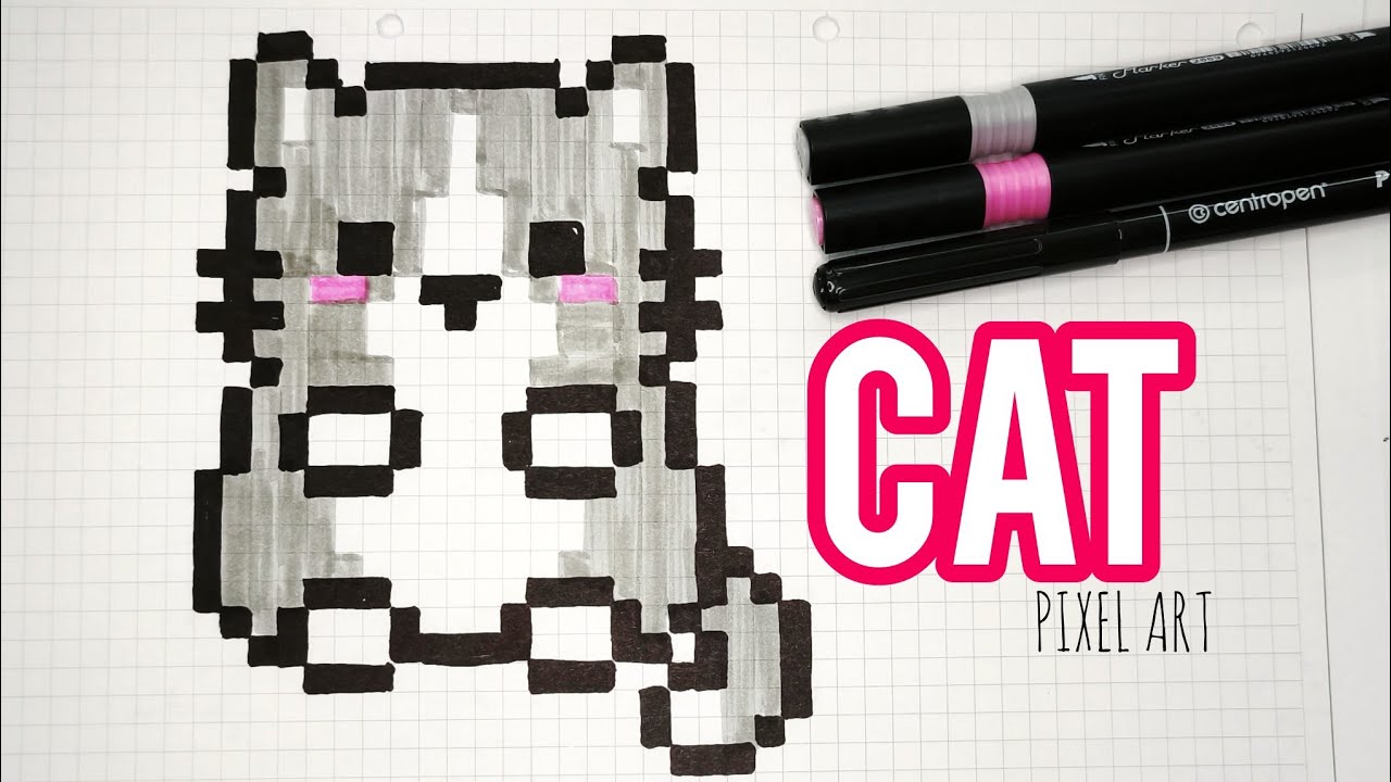 How to Draw a Cat 🐈 in Pixel Art – Easy Drawing for Kids | Малюнок по клітинках котик