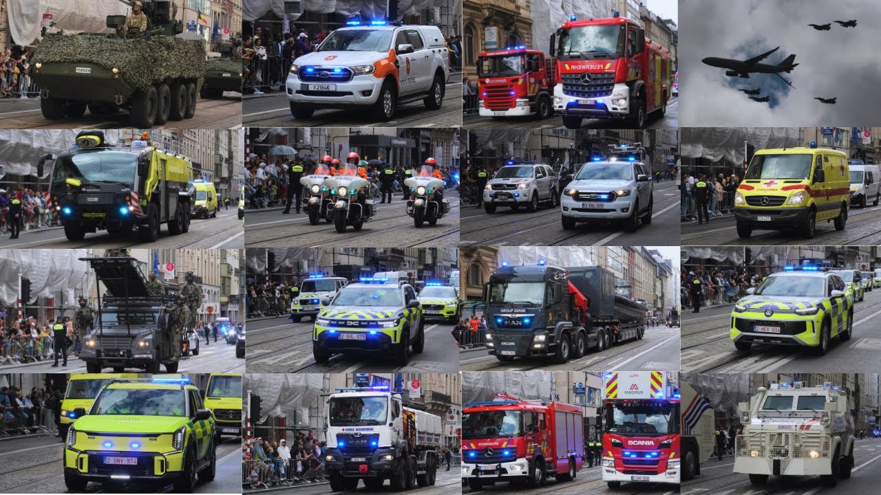 Nationale Feestdag Brussel 2025! Grote parade van Vele Militaire en Hulpdienstenvoertuigen!