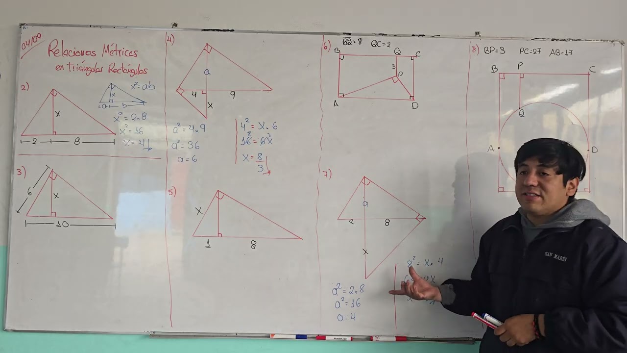 Relaciones métricas en el Triángulo Rectángulo - 3er año de Secundaria - Geometría 