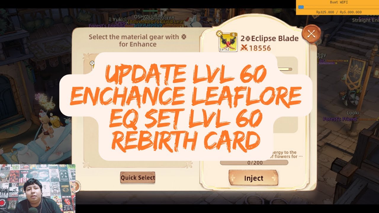 ENHANCE LEAFLORE, EQ SET LVL 60 & REBIRTH CARD TREE OF SAVIOR NEVERLAND