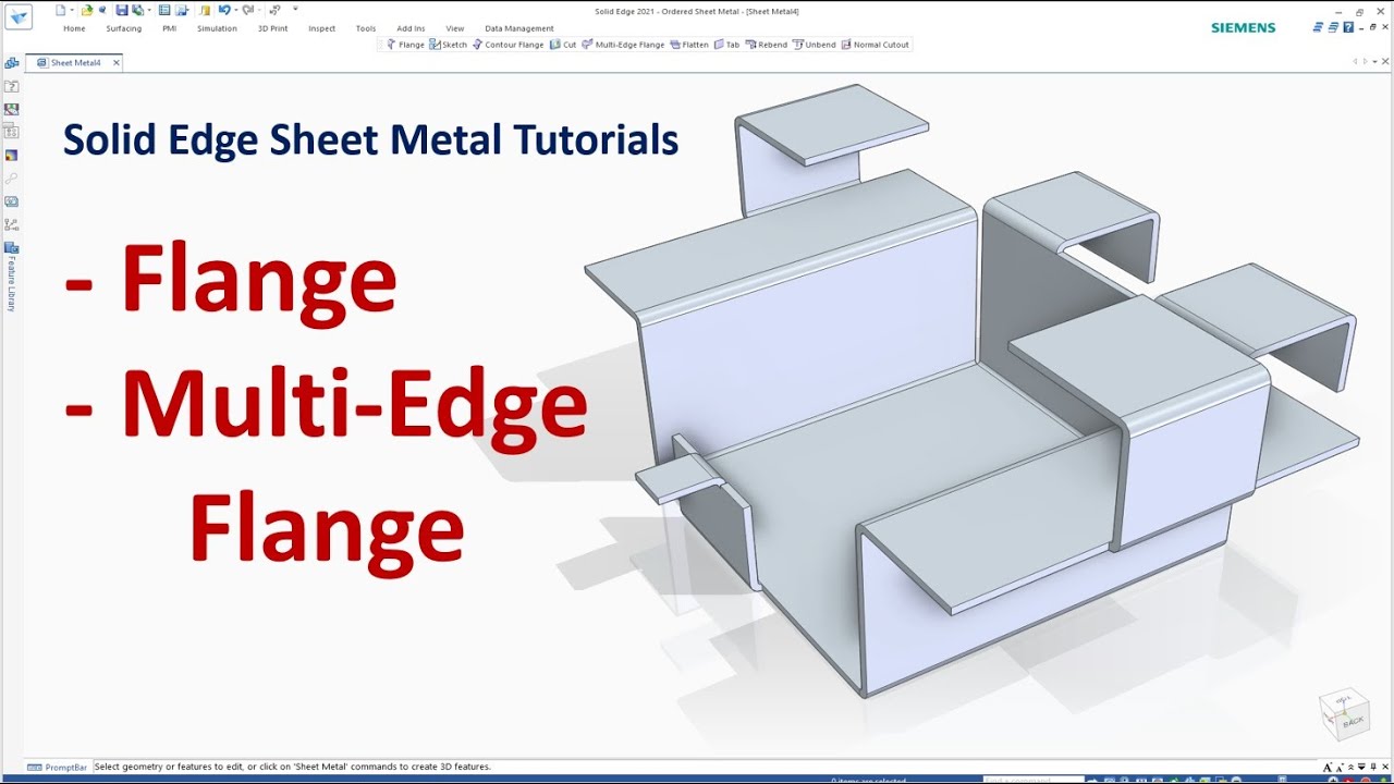 Solid Edge Sheet Metal Tutorials  #2 | How to use Flange & Multi Edge Flange command