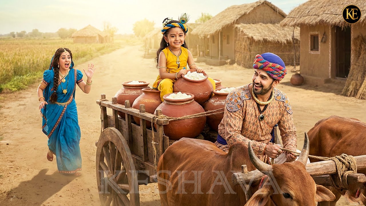 बैलगाड़ी पर बैठ माखन उड़ाते बाल कान्हा देख मैया चौंकी || YMKN  || Shree Krishan leela