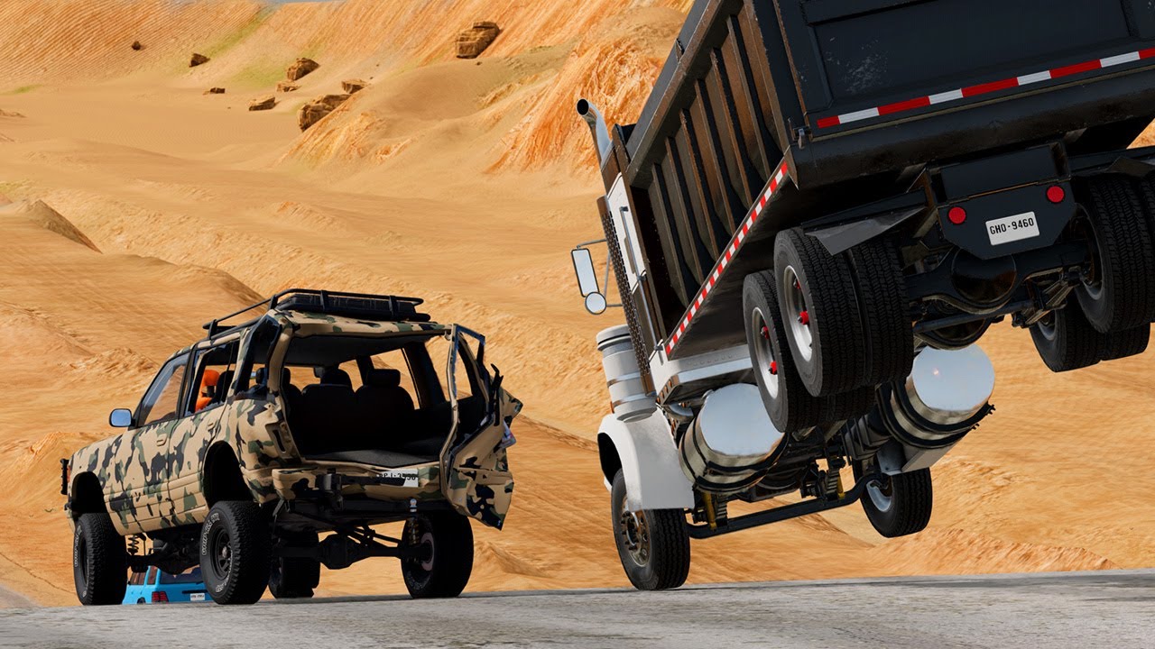 🚚 CARNAGE! When a Semi Truck Decides to Play Dirty | Long Desert Road Mayhem (BeamNG.drive)