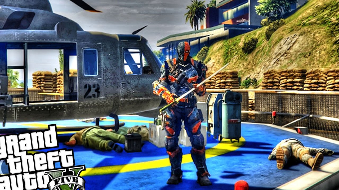 Deathstroke Destroys Franklin's Military Base! - GTA 5 PC MOD