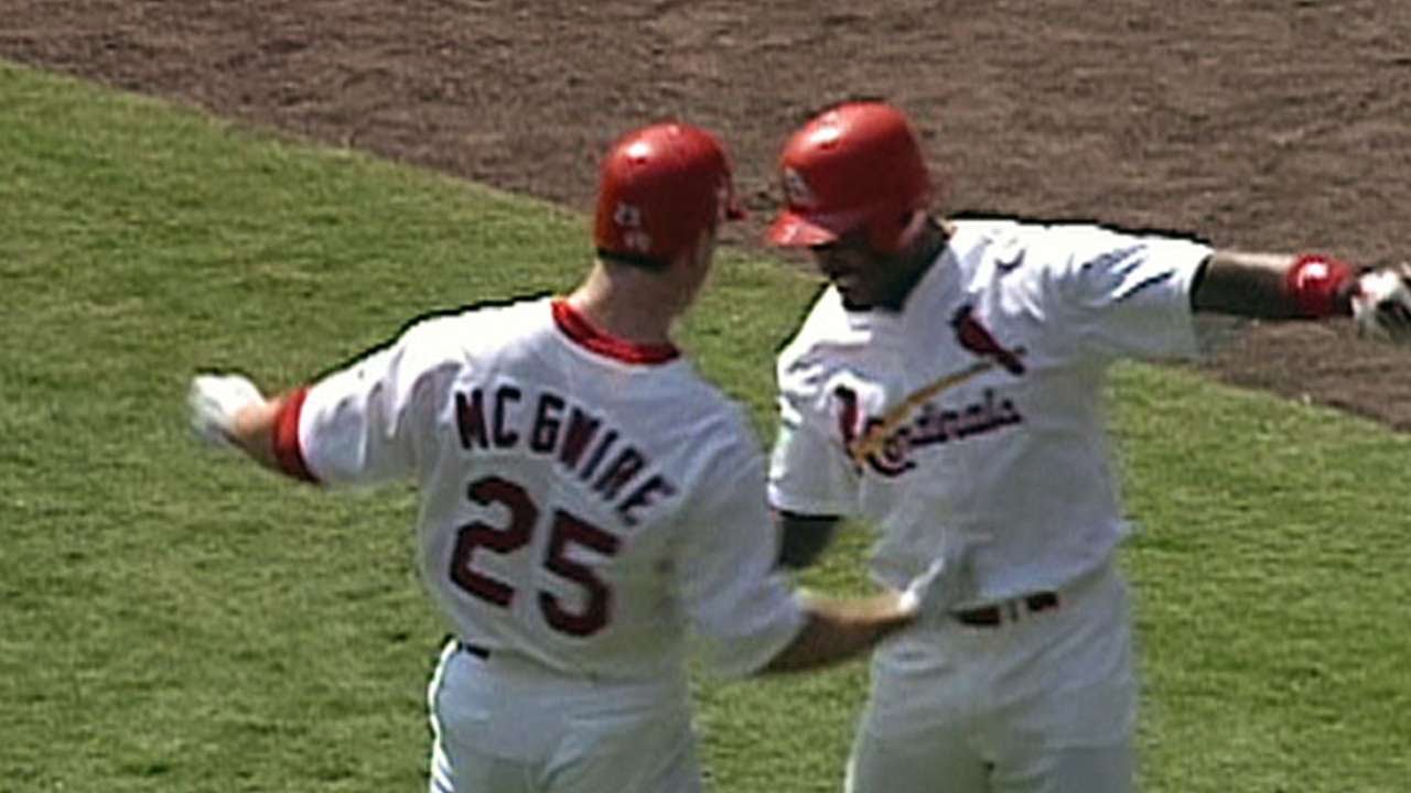 Mark McGwire hits his 60th home run of 1998