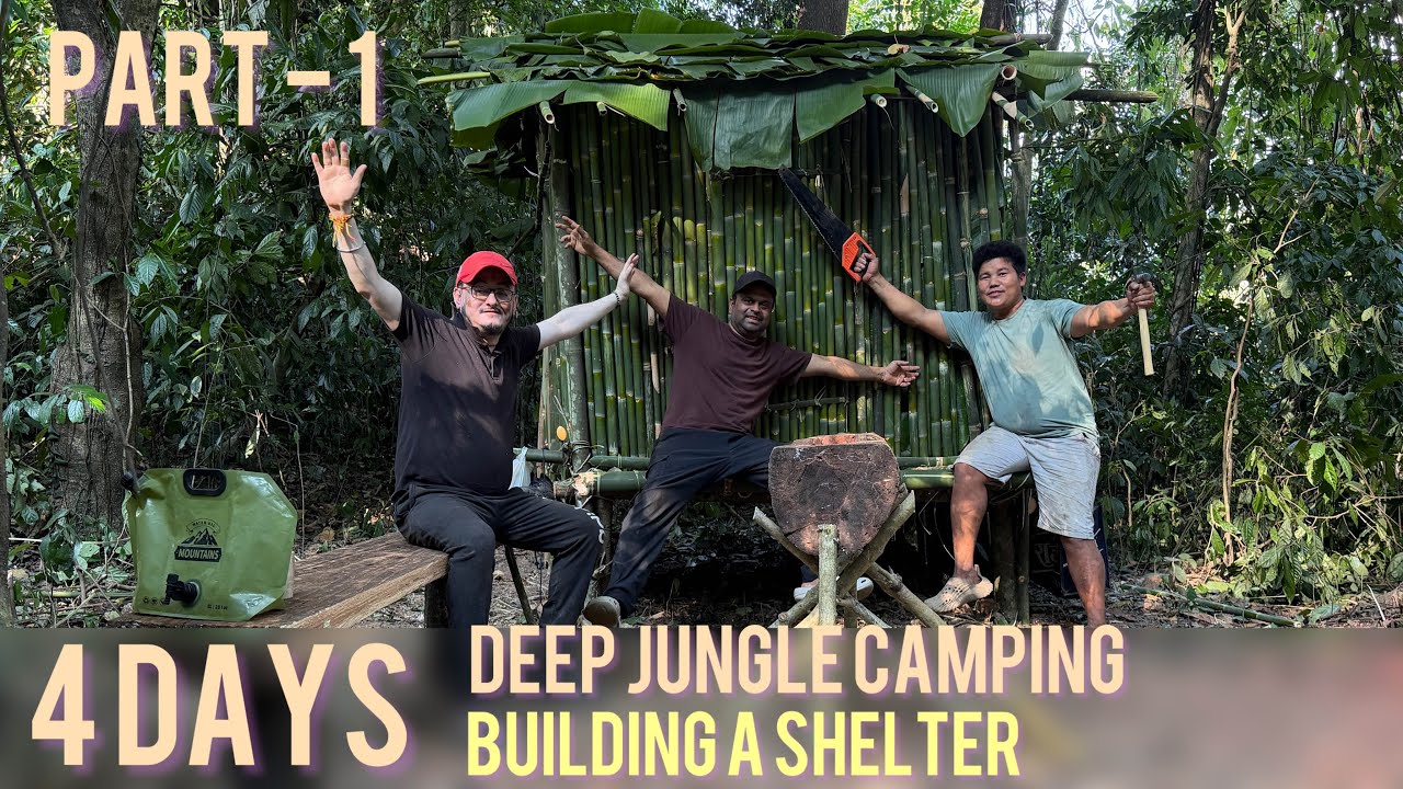 4day Deep Jungle Camping Building a Bamboo Shelter (Part 1 @bakyuvlogs @icelanddiaries @TRIPTHEWILD 