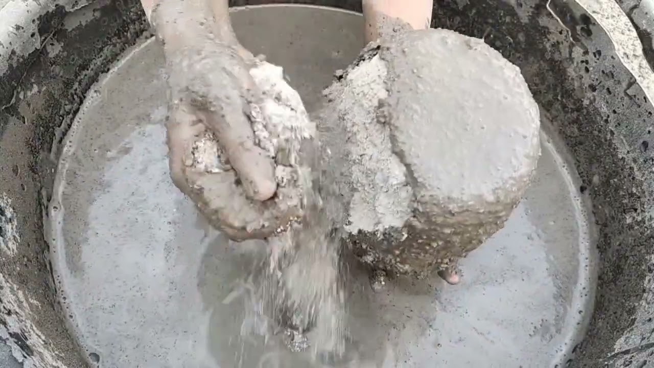 Soft grainy sand cement crumbling in lots of water 💦 || Satisfying asmr | saasmr |