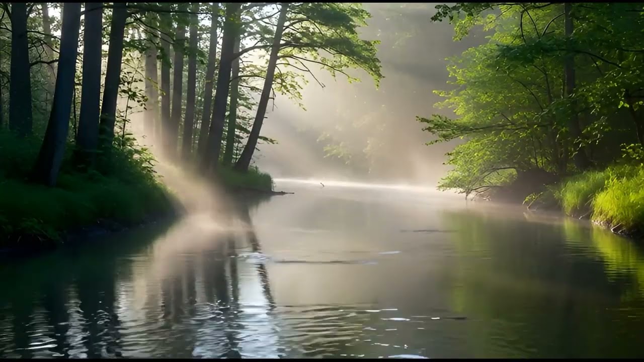 1Hour Relaxed Nature Video#27 | Calm River in a Misty Forest | 4K Deep Inhale Energy from Universe