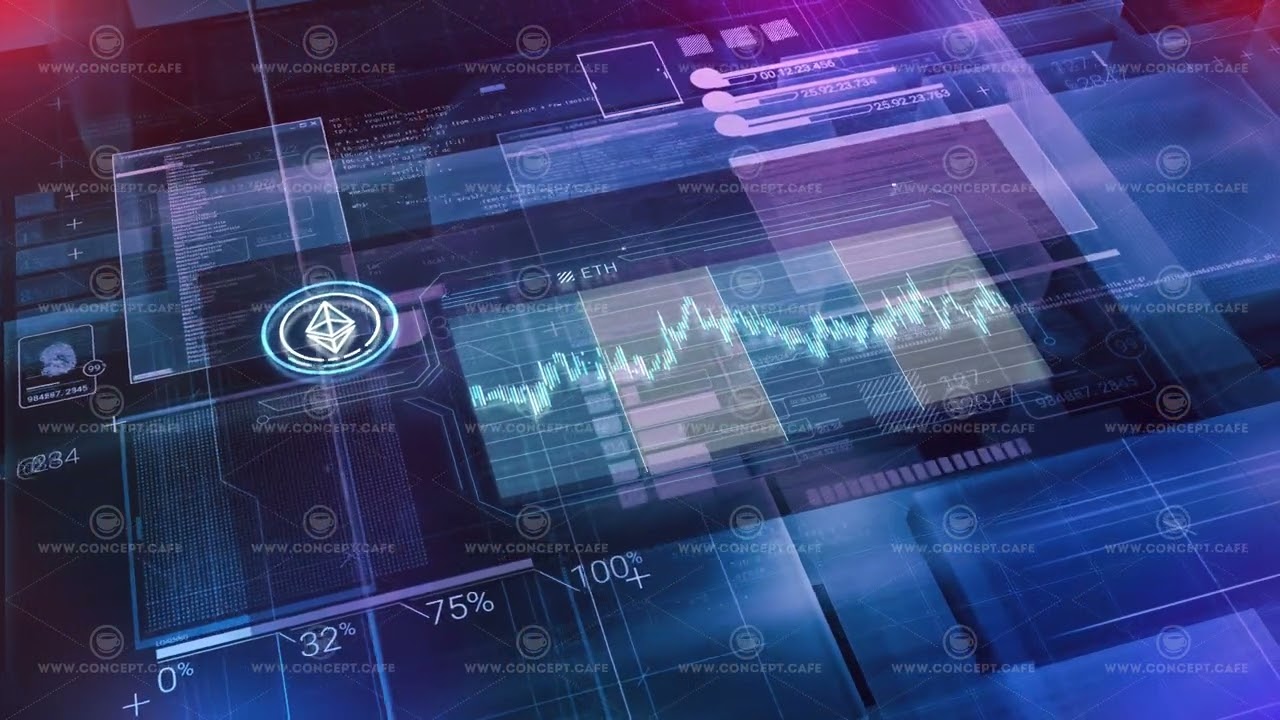 Animation of abstract infographic about Ethereum exchange rate.