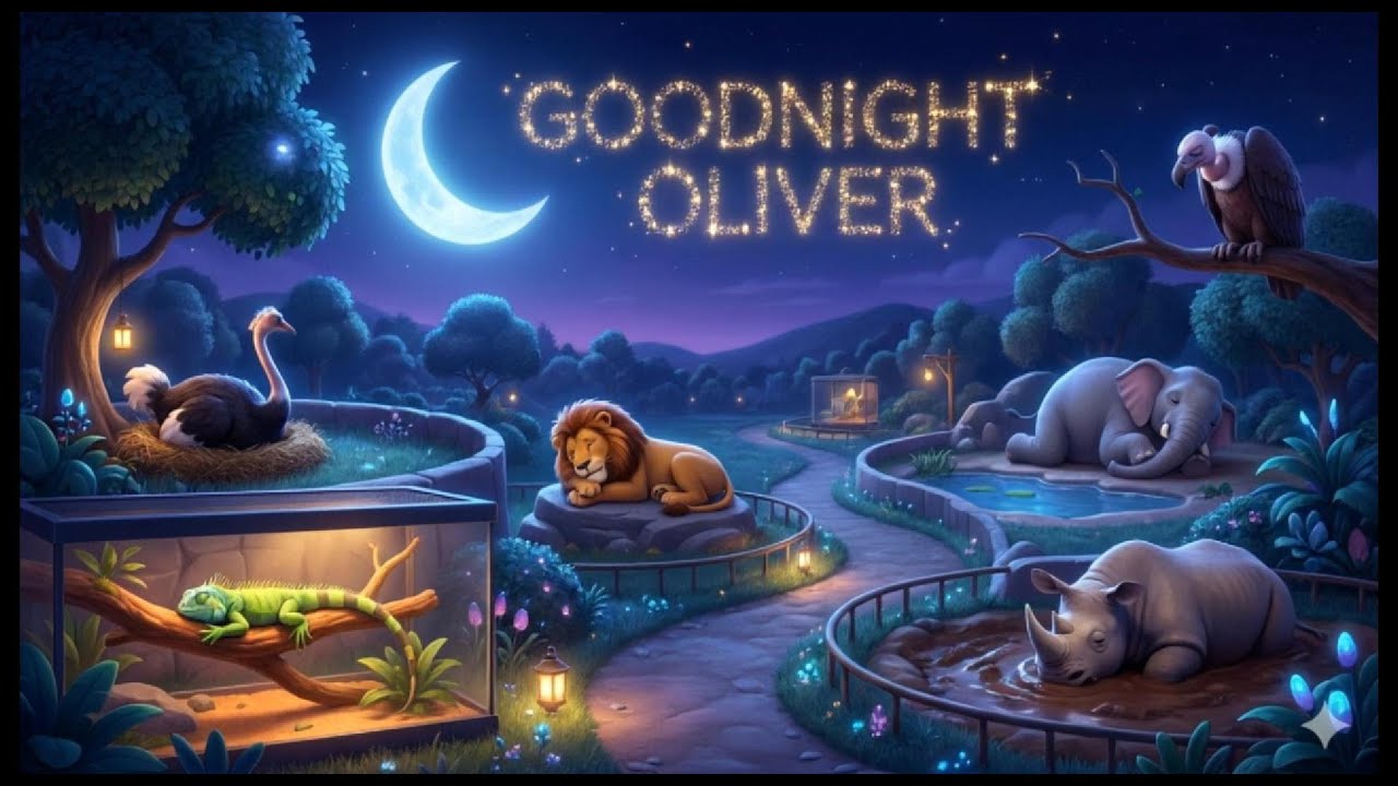 Bedtime Story for OLIVER 🦁 Cute Zoo Animals Lullaby | Calming Sleep Music | Personalized Video