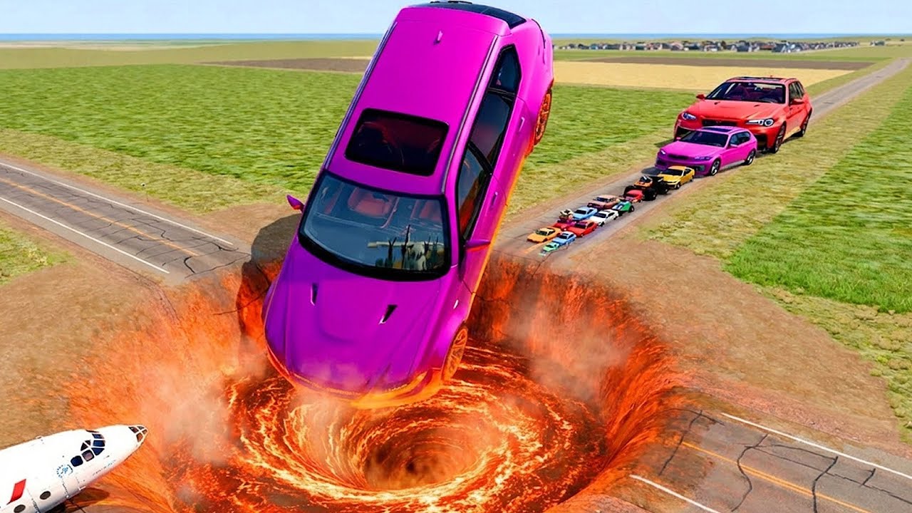 Big & Small Cars vs Giant Pit - BeamNG.drive ｜ Impala Beamng