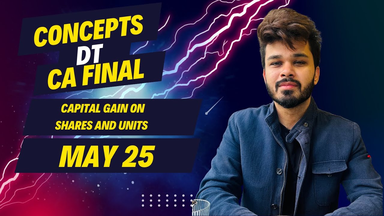 Capital gain on shares and units || CA final- DT || May 2025 || Under 16 mins