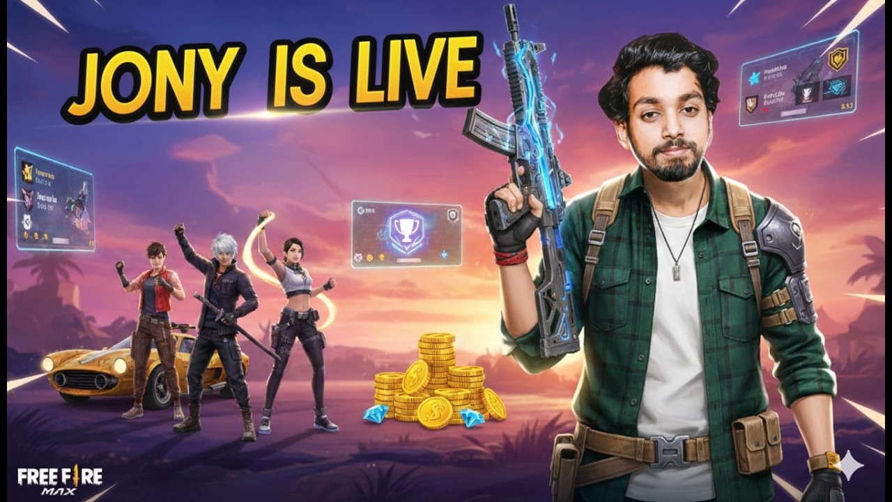 JONY IS LIVE FREE FIRE BR GRANDMASTER PUSH IN PC LOBBY #freefire #freefirelive #ff