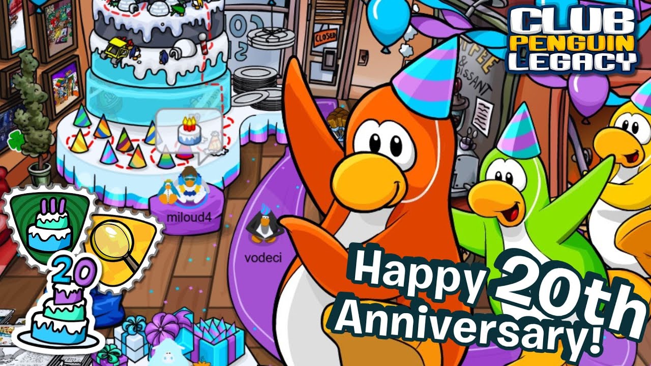 20TH ANNIVERSARY PARTY FULL GUIDE! 🎂 - TRIVIA BOT, PIN HUNT & STAMPS 🎉 | Club Penguin Legacy