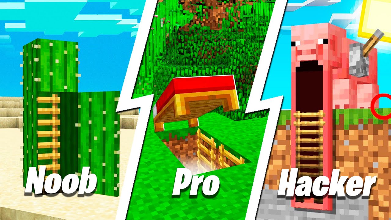 Construimos un BUNKER en MINECRAFT *Noob vs Pro vs Hacker*