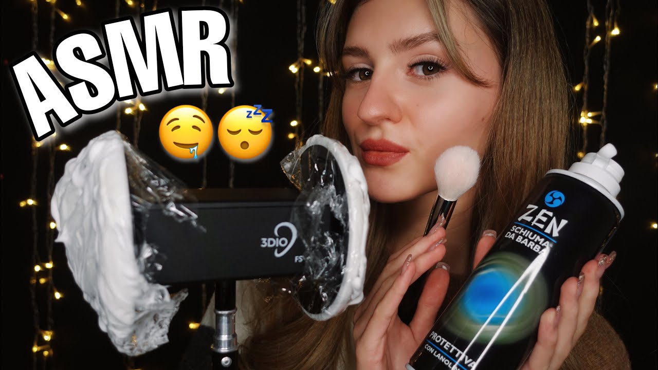 ASMR 3Dio SHAVING FOAM & BRUSHING Sounds 😍