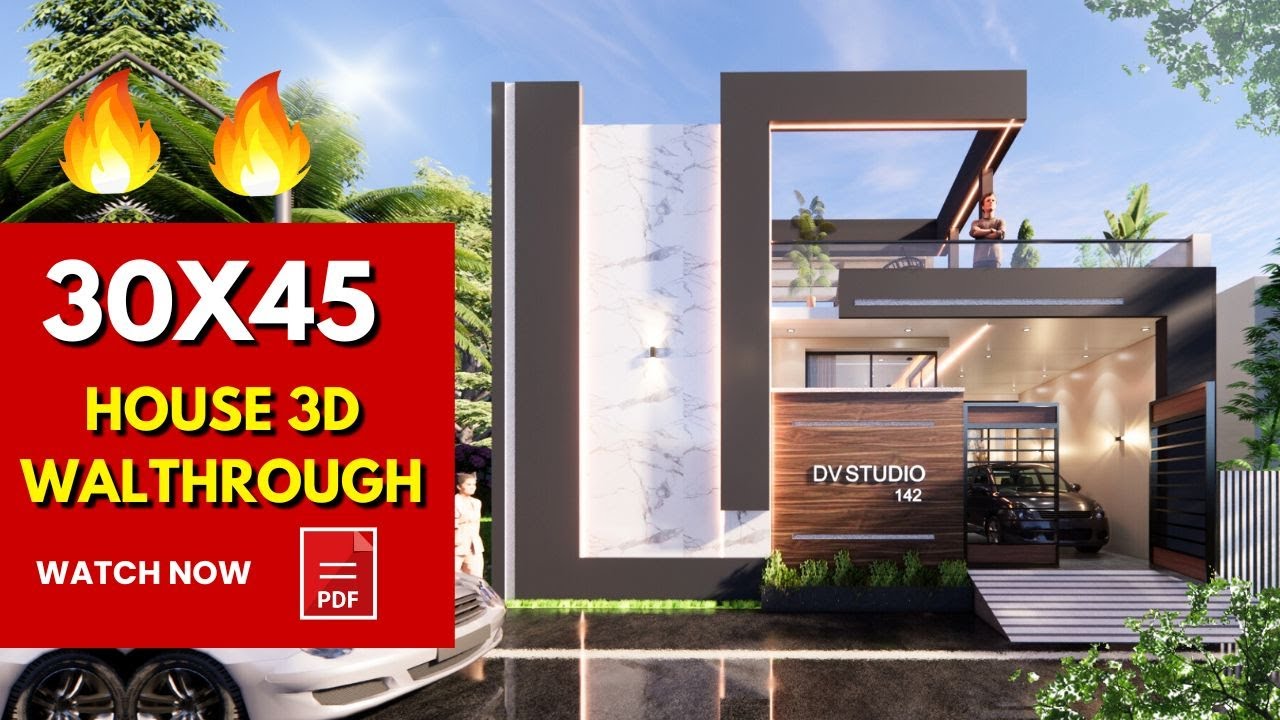 30x45 House plans 3D | 3bhk | SINGLE FLOOR HOUSE | 9x14 Meters || DV Studio