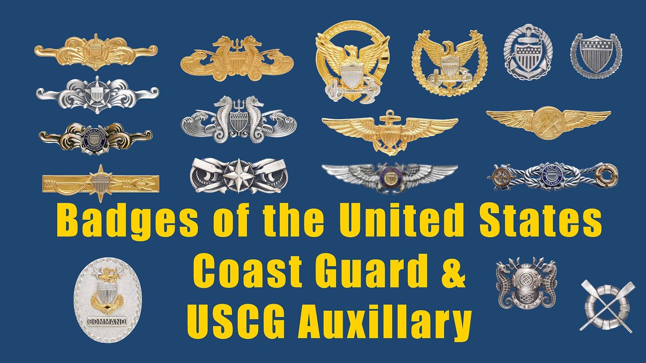 Coast Guard and Coast Guard Auxiliary Qualification and Identification Badges and USCG Skill Badges.