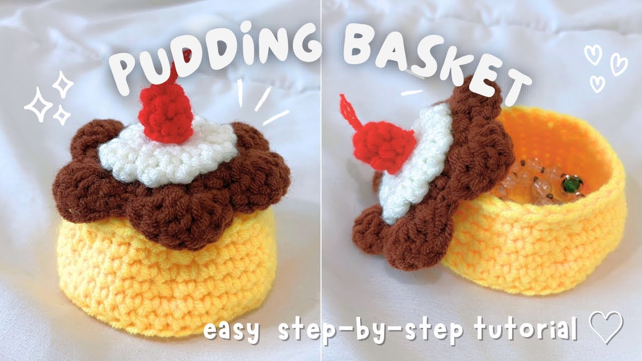 Easy Crochet Pudding Basket | Jewelry Holder Trinket Dish | Accessory Box Tutorial written pattern ♡