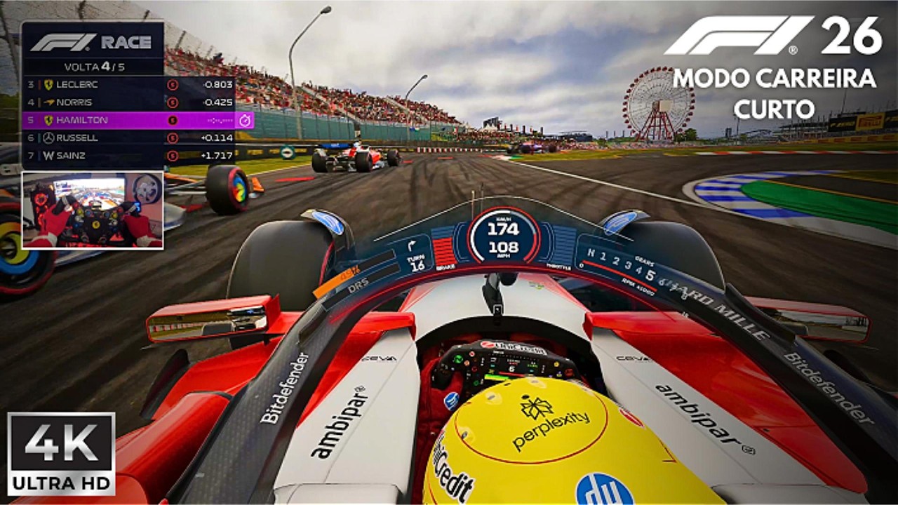 F1 26 MOD Carreira de Lewis Hamilton Ultra Realista 4K | Corrida 3 | PXN V12 Lite + Simjack UT