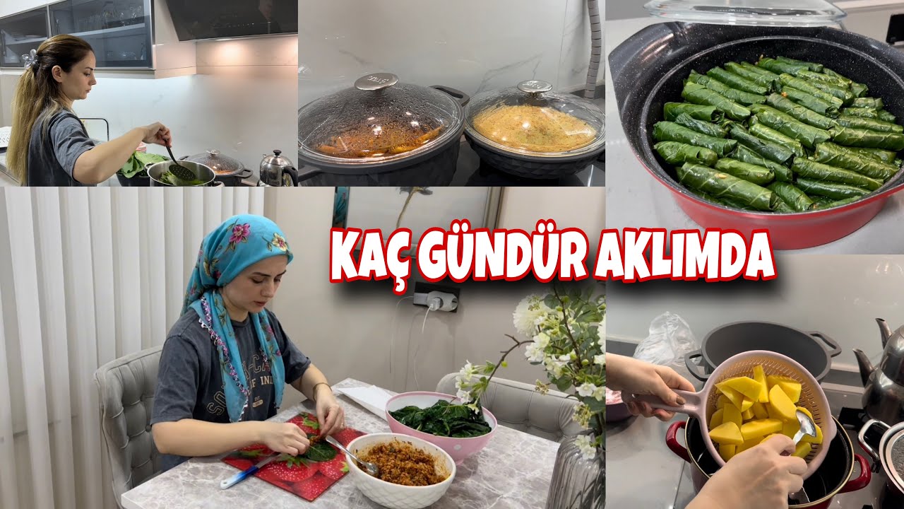 TENCEREDE YAPINCA KIZANLAR VAR😀BİZ SEVİYORUZ✅YEMEKLER HAZIR👍KARA LAHANA DOLMASI CANIMIZ İSTERSE😍Vlog