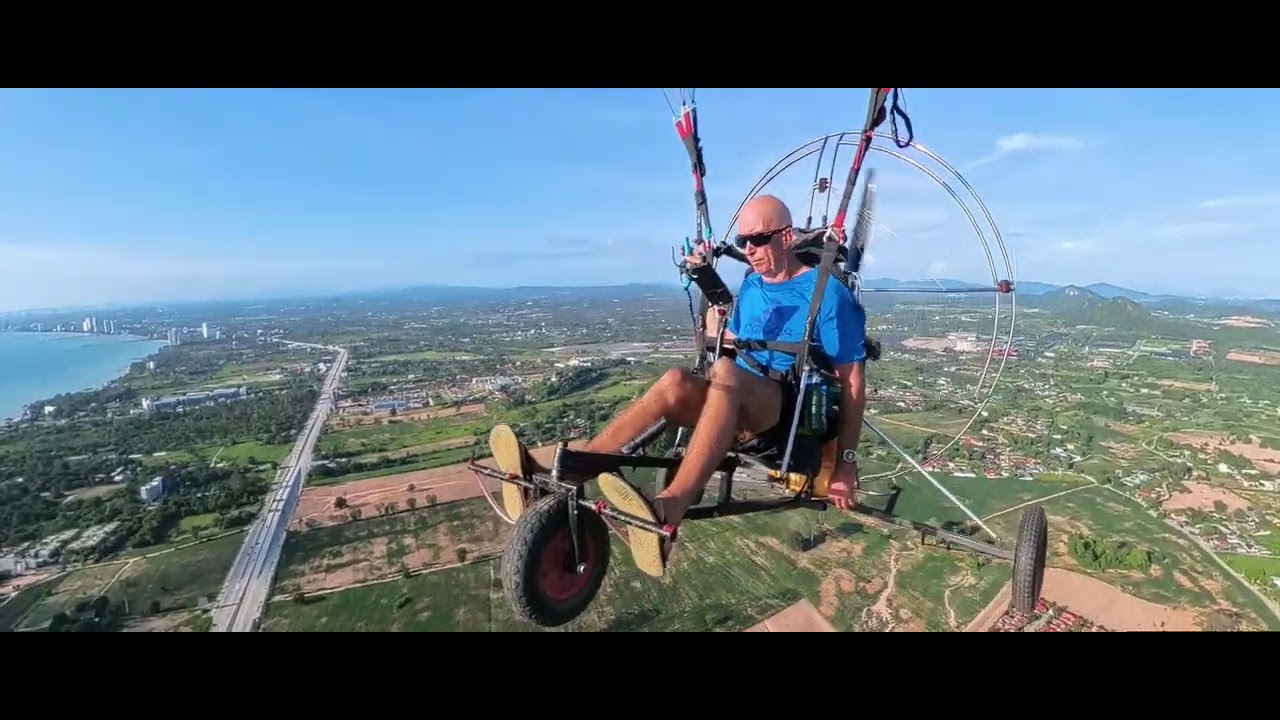 paramotor above Bangsale Thailand