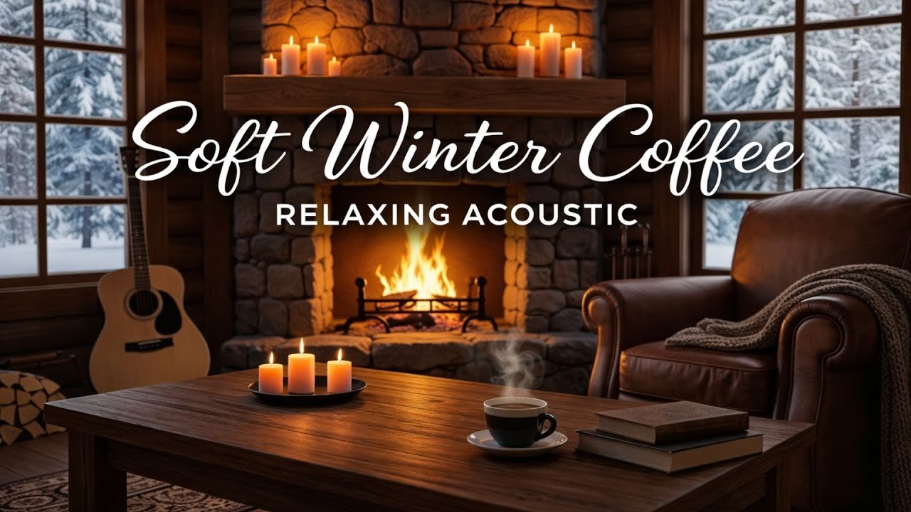 Soft Winter Coffee ☕❄️ | Relaxing Acoustic Guitar by the Fireplace