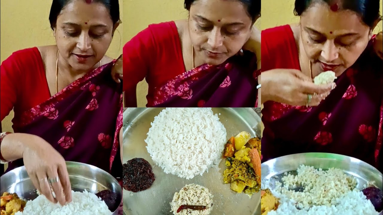 Eating Rice With Kachu Bata Beet Bata & Niramish Sabji // Simple But Delicious Lunch Menu 