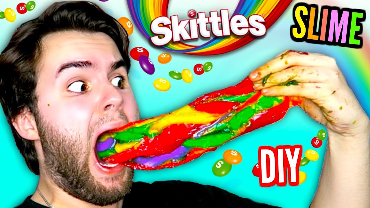 DIY SKITTLES SLIME | Edible Rainbow Slime Made From Actual Skittles Candy!