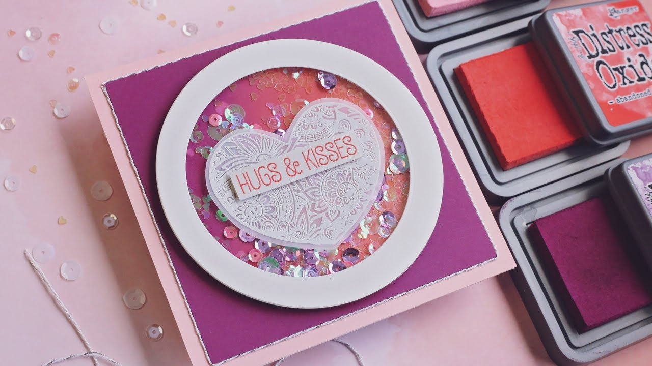 Shaker Valentine with Distress Oxide Background