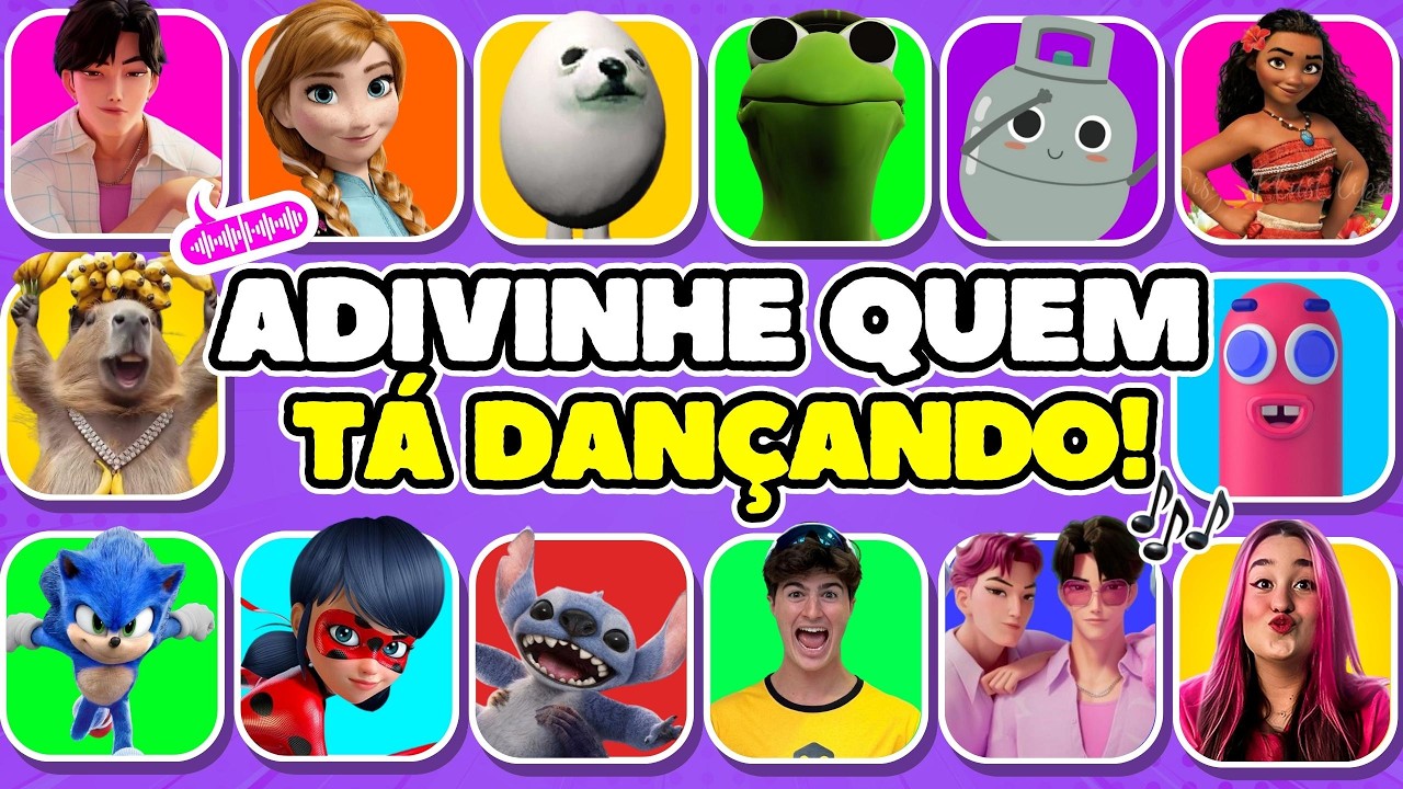 ADIVINHE QUEM TÁ DANÇANDO! 🎶JINU, LADYBUG, EMILY VICK, MOANA, ZEZÃO, CAPI BANANA, SONIC, OLHA O GÁS