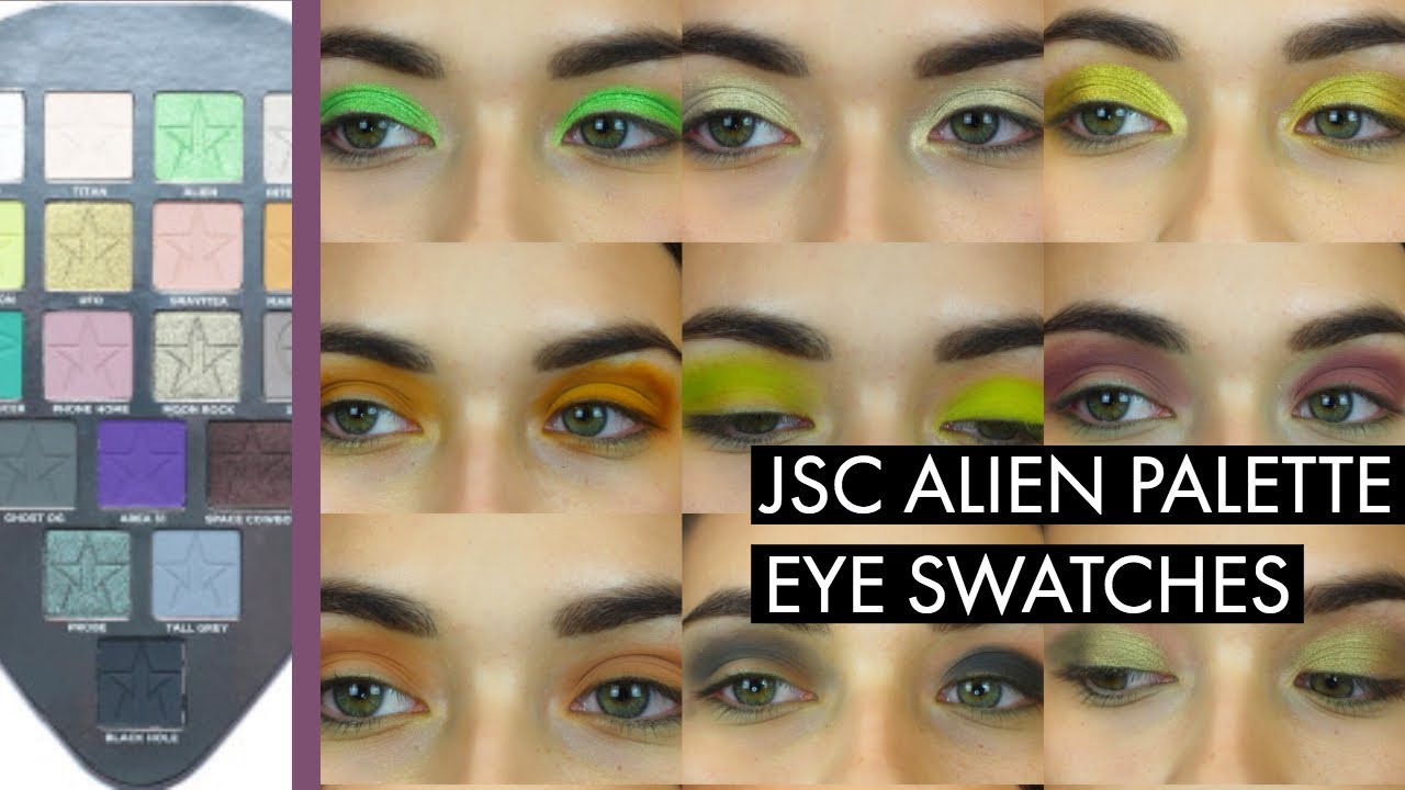 JSC ALIEN PALETTE EYE SWATCHES | ALL 18 SHADOWS!! OMG | EYESHADOW OXIDIZING?!!?