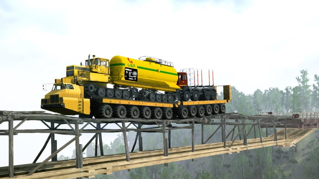 Spintires Mudrunner - Maz 7907 20x20 Transport - Kirovets Tracked Tanker +  MAN TGS 41.480 8x8