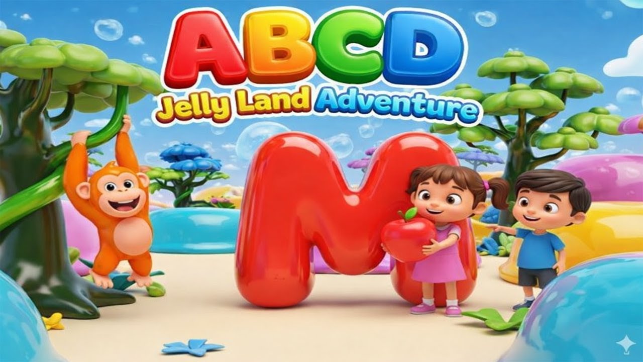 ABCD Jelly Land | fun class into Jelly Land adventure | abcd alphabets 🍎 ball⚽Cat 🐱,🐶 with Jelly fun