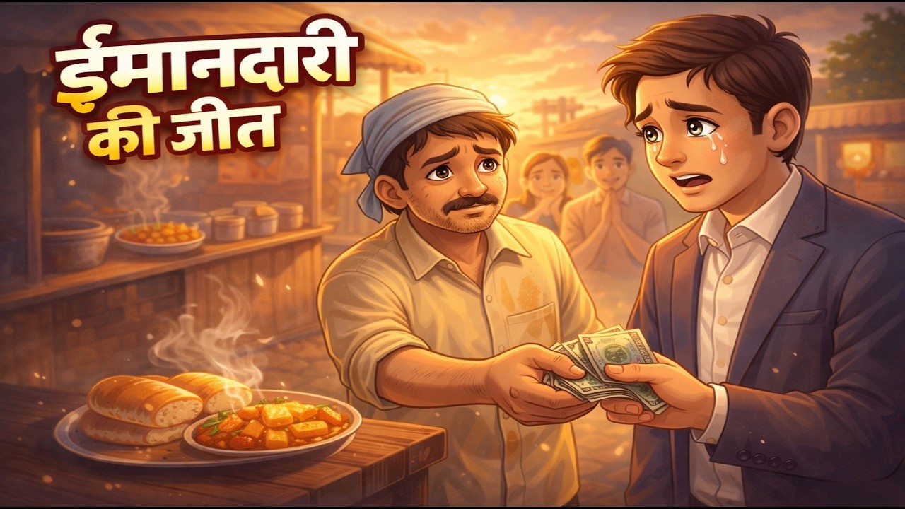 गरीब पावभाजी वाले की ईमानदारी ने सबको रुला दिया | HINDI KAHANIYA | CARTOON STORY | HINDI STORIES
