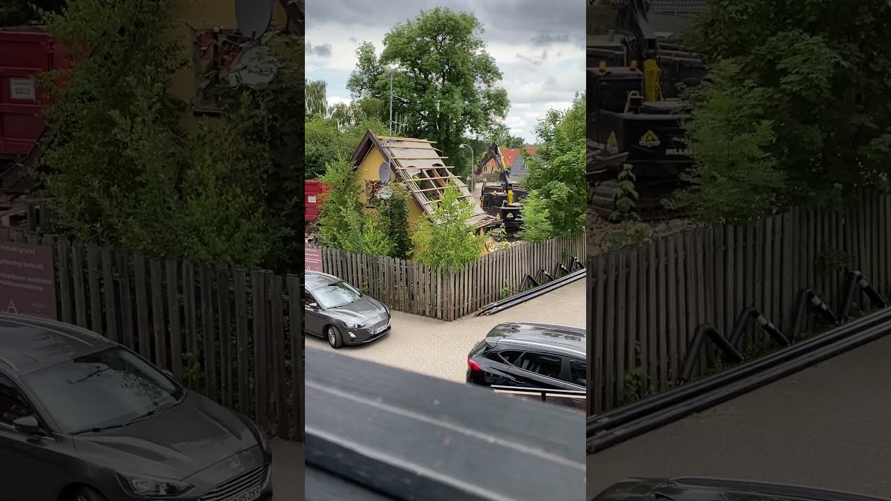 Gravko og lastbil river hus ned #1