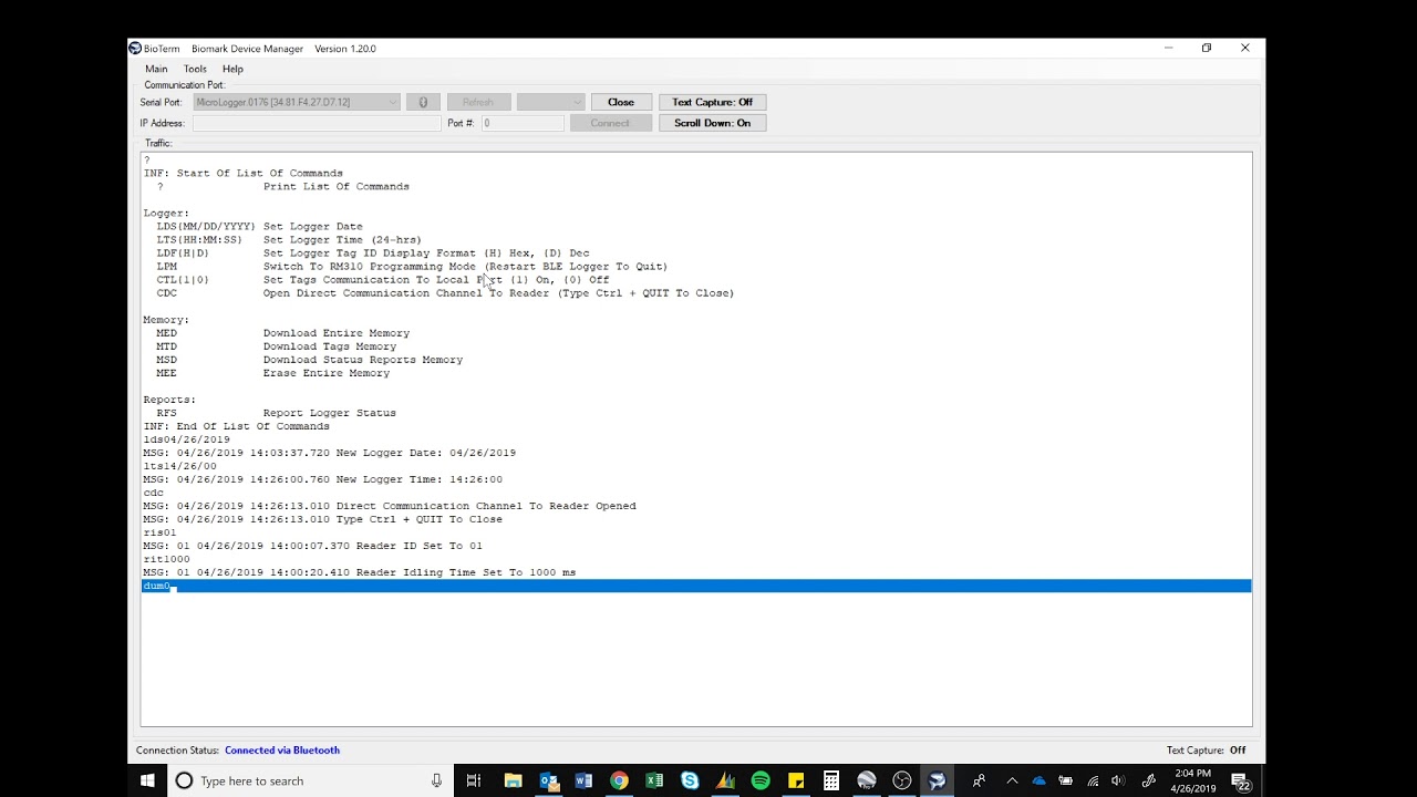 IS1001: Connecting to Sub Antenna via BLE using BioTerm & Tag Manager
