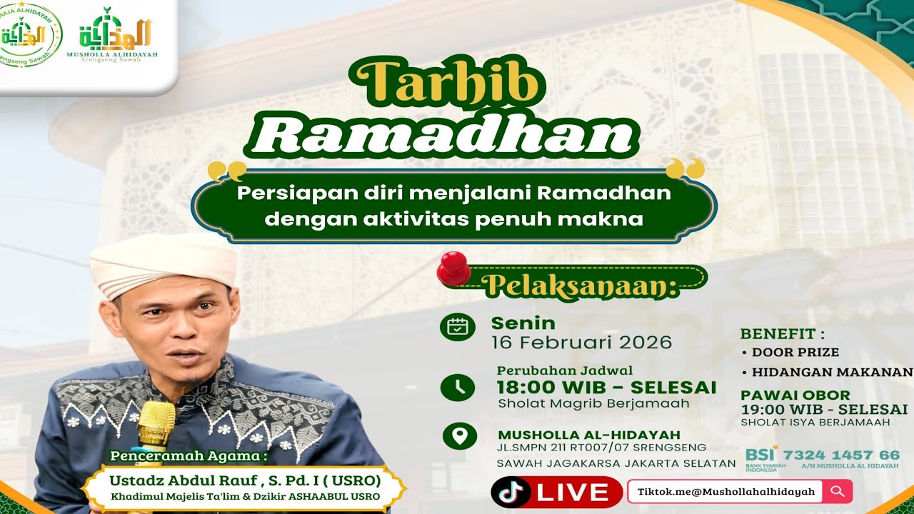TARHIB RAMADHAN/USTADZ ABDUL RAUF/MUSHOLLAH AL-HIDAYAH RIPIN BERIMAN/29 SYA'BAN 1447H#didinabasiyah 