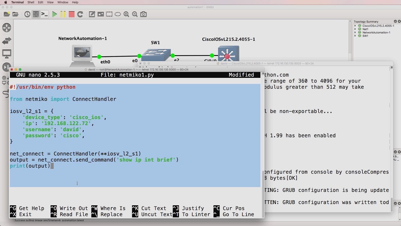 GNS3 Talks: Network Automation Docker Container (Part 2): Python, Netmiko, Pyntc and Ansible