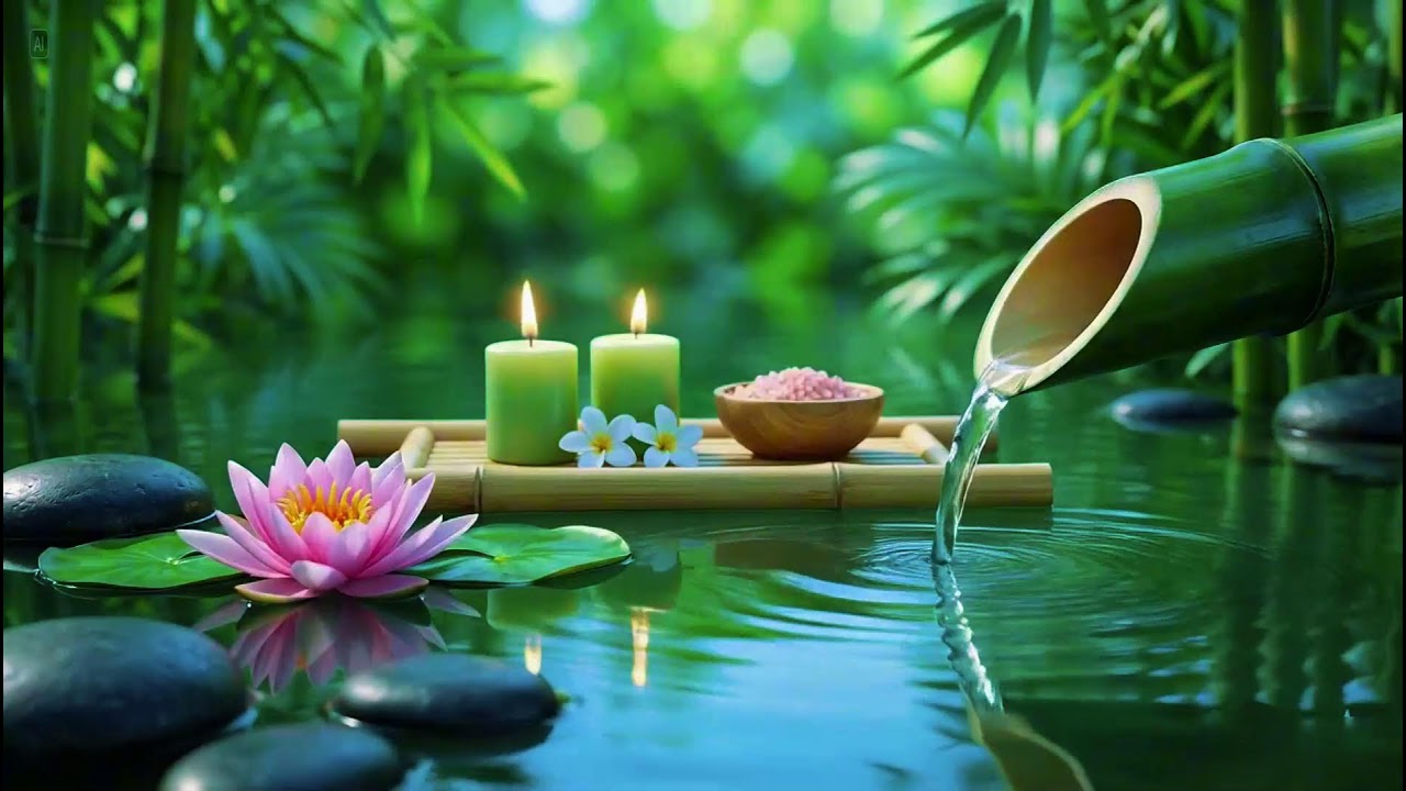 Soothing Spa Piano Music 🌿 Relaxing Sleep Music & Nature Sounds, Bamboo Water Fountain, Calm Music