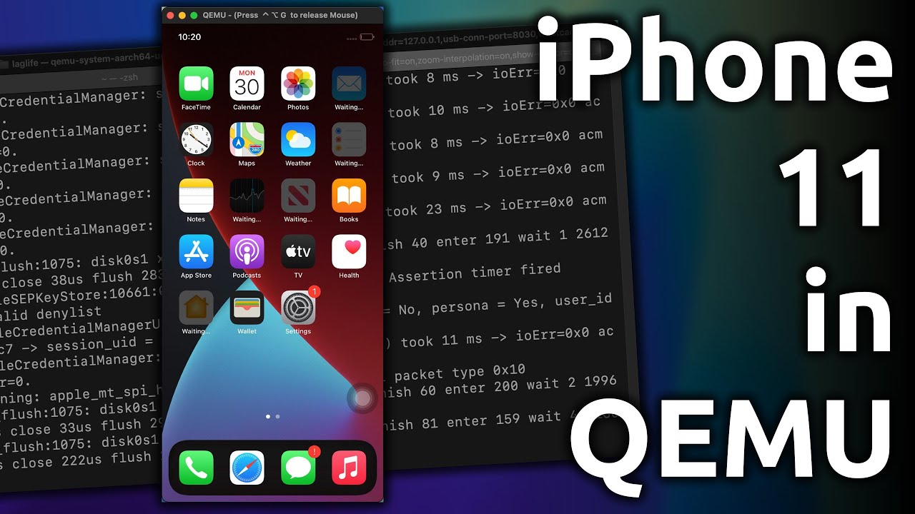 iOS 14 in QEMU (emulating the iPhone 11)!