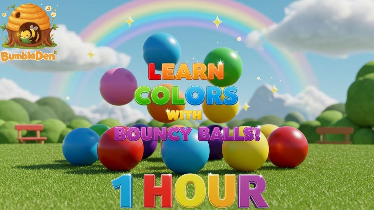 Bumble Den | Learn Colors with Bouncing Balls 🌈 | 1 Hour Loop Kids Song & Educational Video