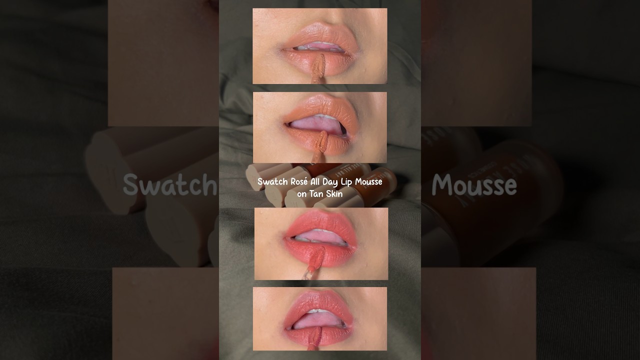 Swatch Rose all Day Lip Mousse Records on Tan Skin #makeup #lippies #lipcream #swatches