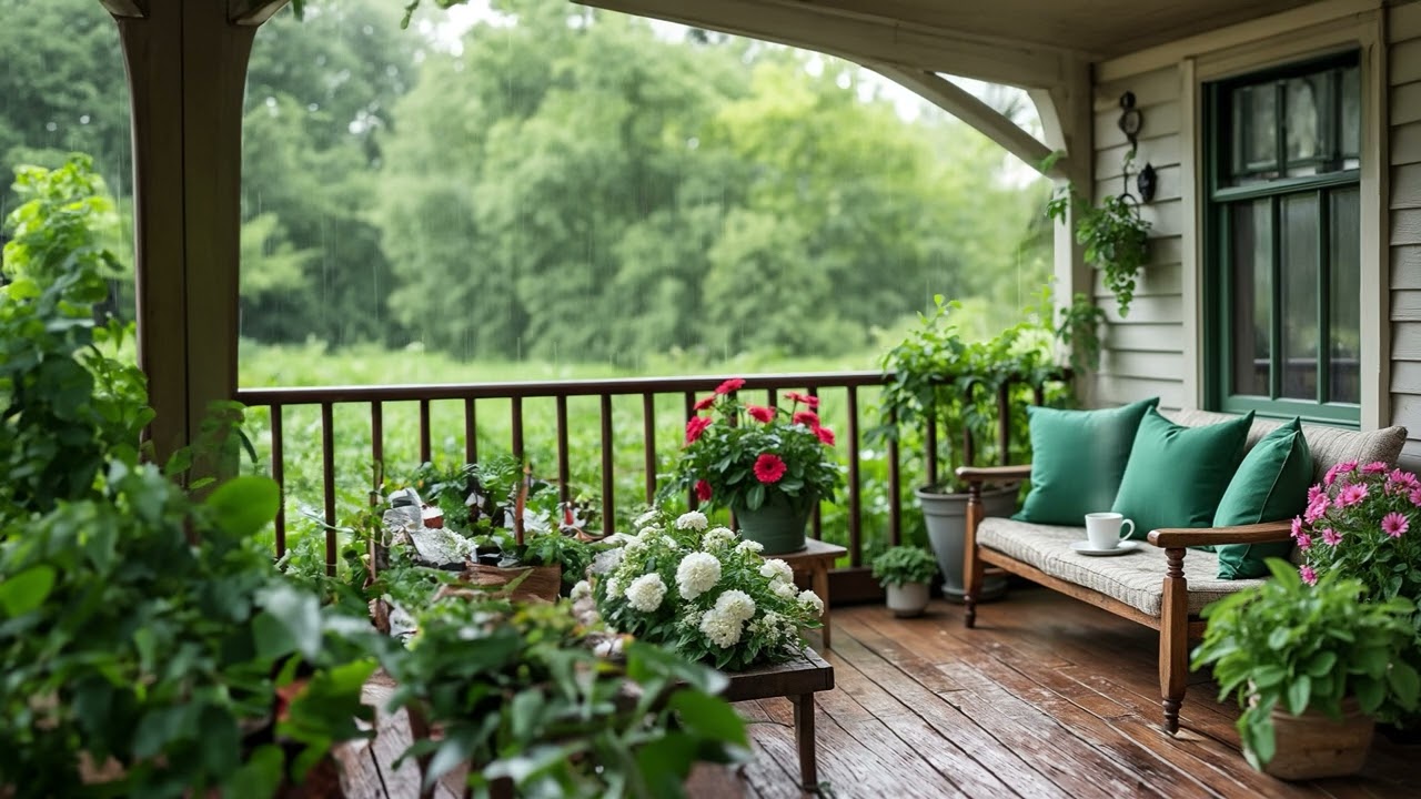 🌼 Spring Rain Sounds | Tranquil Garden Ambience | 4 Hours of Relaxation☕🌧️
