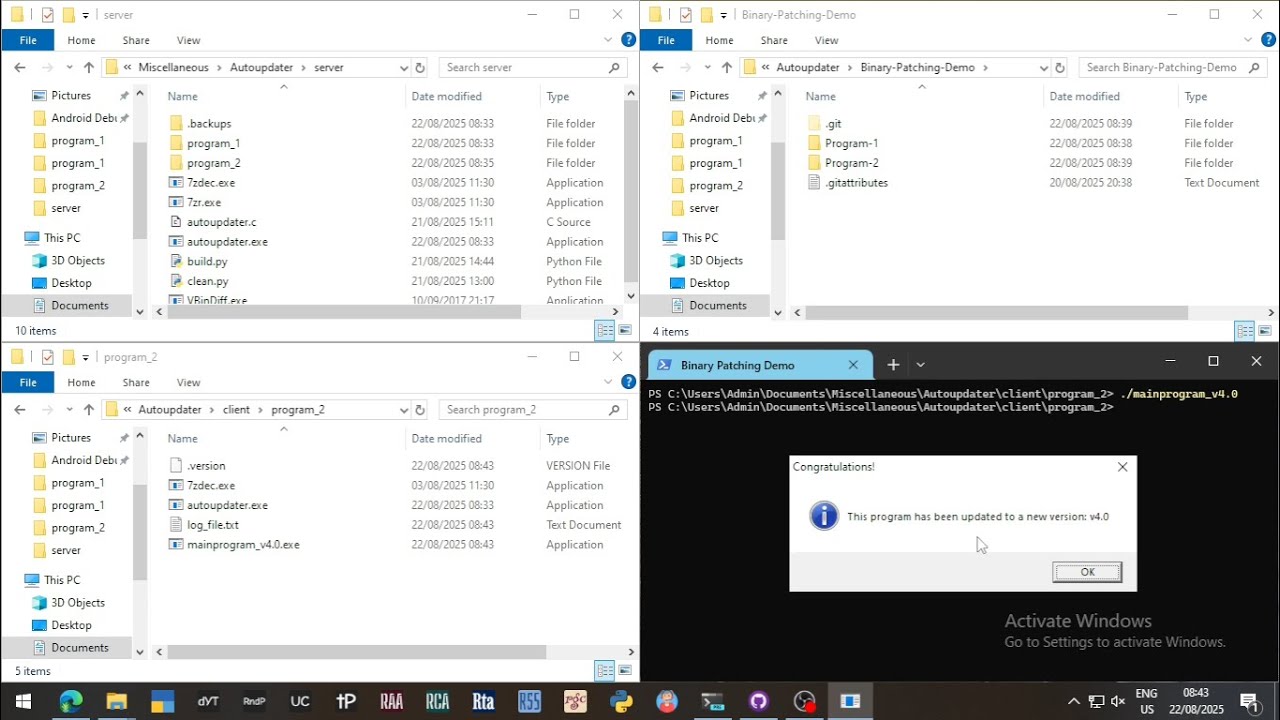 Autoupdater - Binary Patching Demo: Streamlining software updates without user intervention