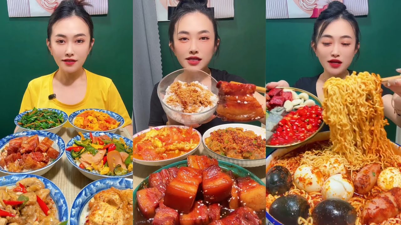 Mukbang Challenge Eating Rice 🍚 with food Spicy 🔥🥵 Noodles 🍜 🍖🥓 Meat#eating #noodles #delicious 