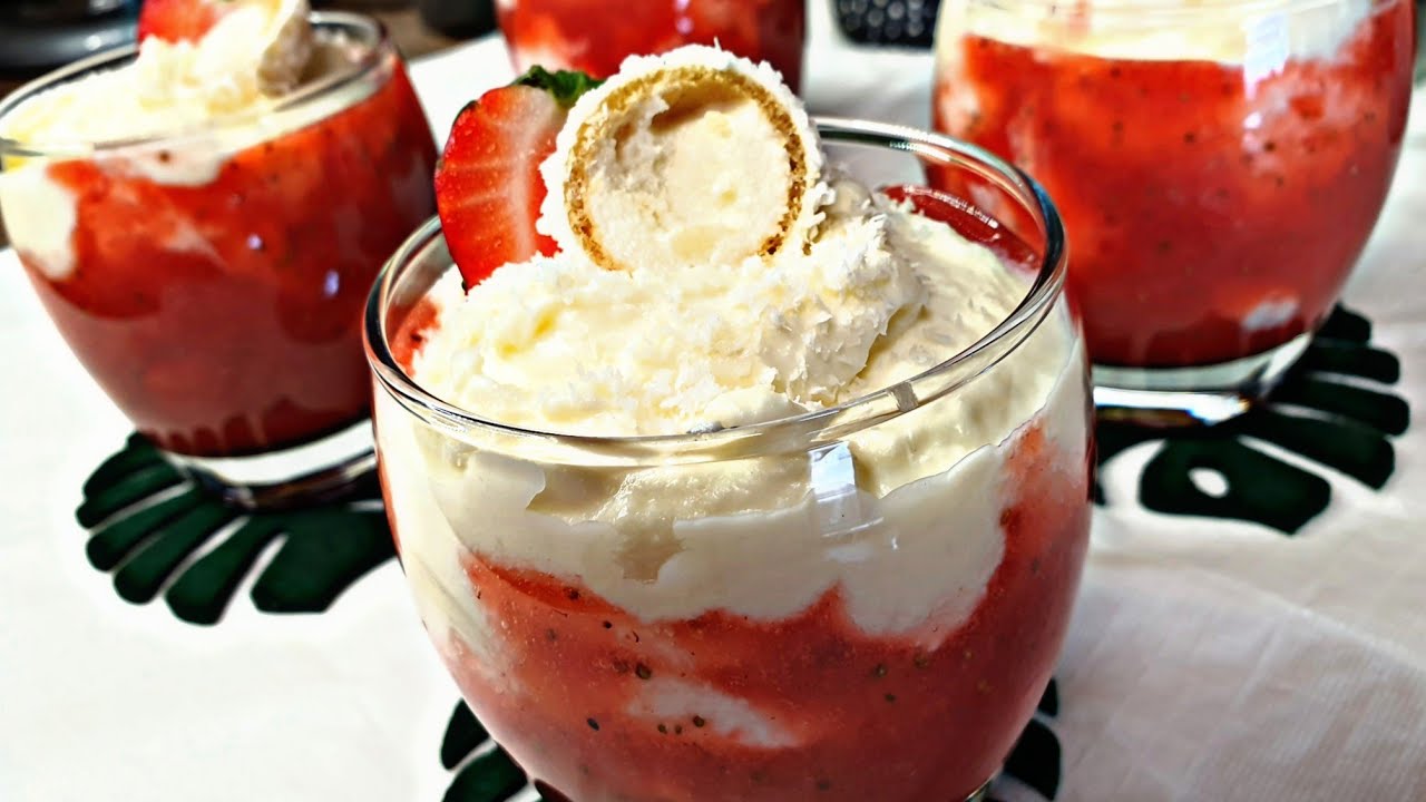 Erdbeer-Raffaello-Glasdessert 🍓/Nachtisch einfach & schnell/Strawberry Raffaello dessert