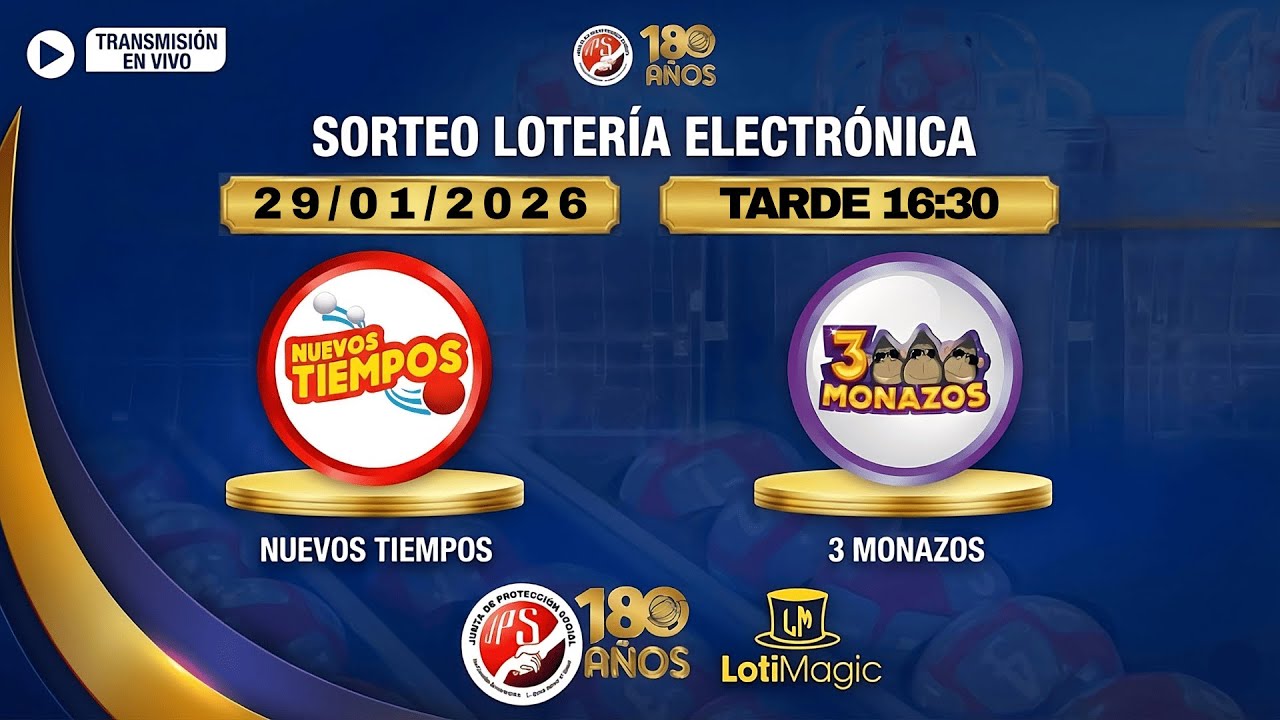 Sorteo JPS EN VIVO 29/01/2026 | 3 Monazos y Nuevos Tiempos (TARDE) | LotiMagic