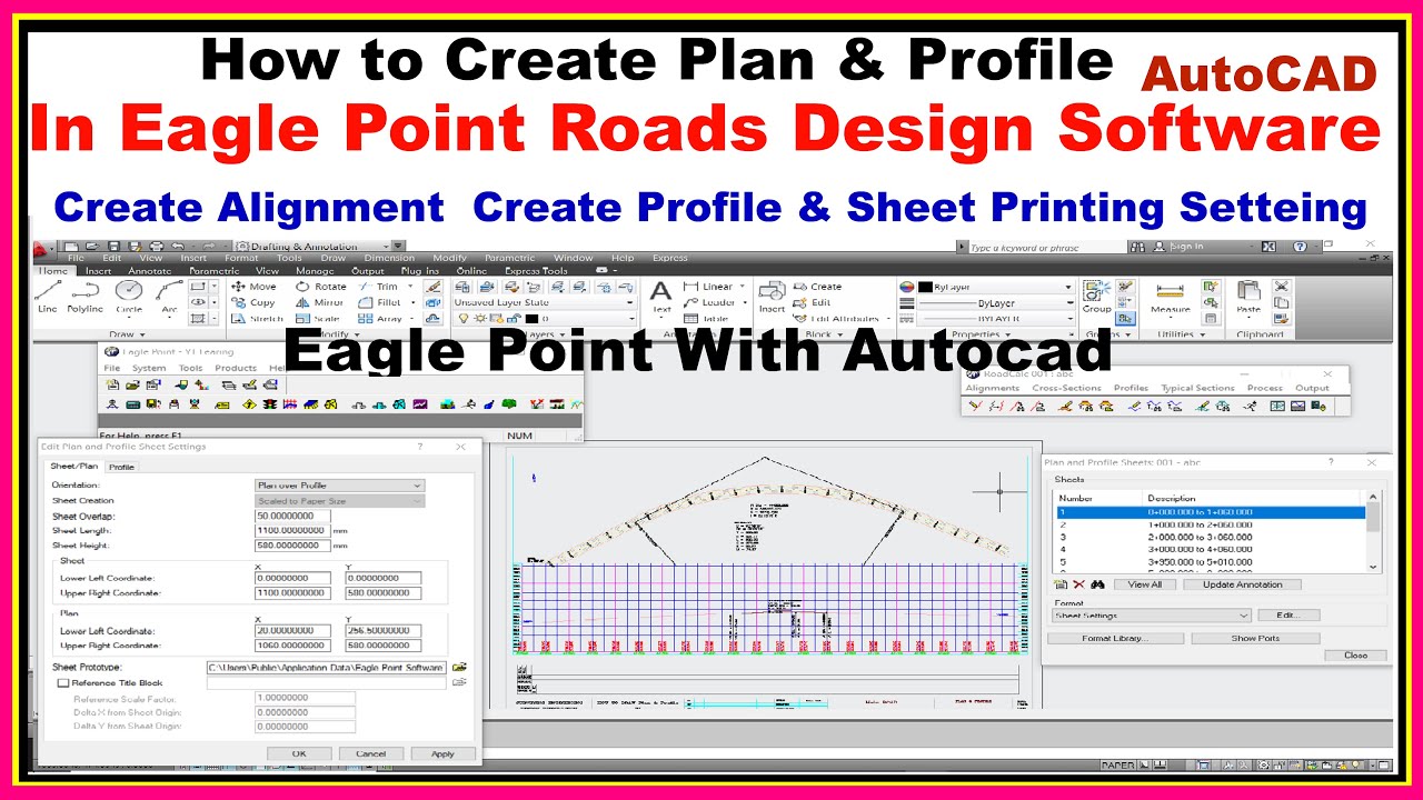 How to Create Plan & Profile In Eagle Point. |Sheet Setting| |Roads Design Software.